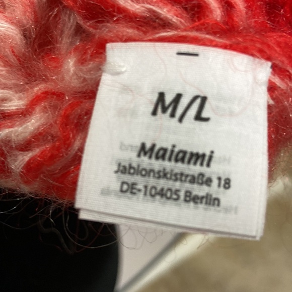 MAIAMI Gradient Cardigan Sweater Bulky Knit Ivory Red Soft Mohair Knit - Picture 7 of 9